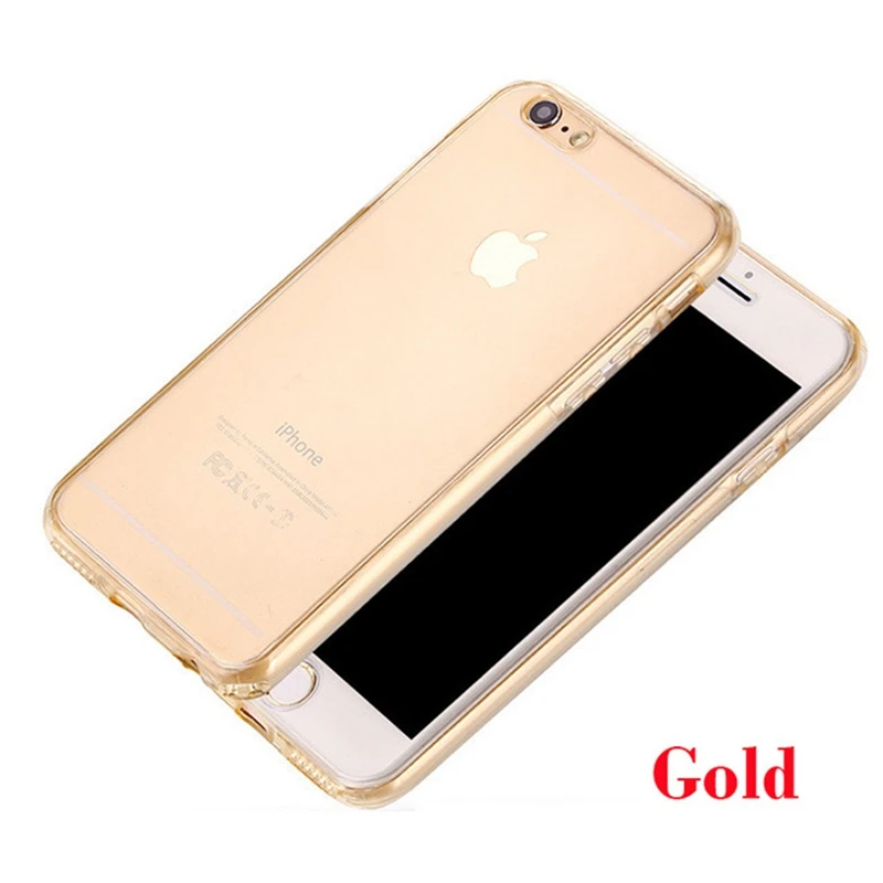 Двойной силиконовый чехол для iphone 11 pro max 5 6 7 8 plus 360, защитный чехол из ТПУ для iphone X XR XS MAX, задняя крышка, передняя крышка - Цвет: Gold