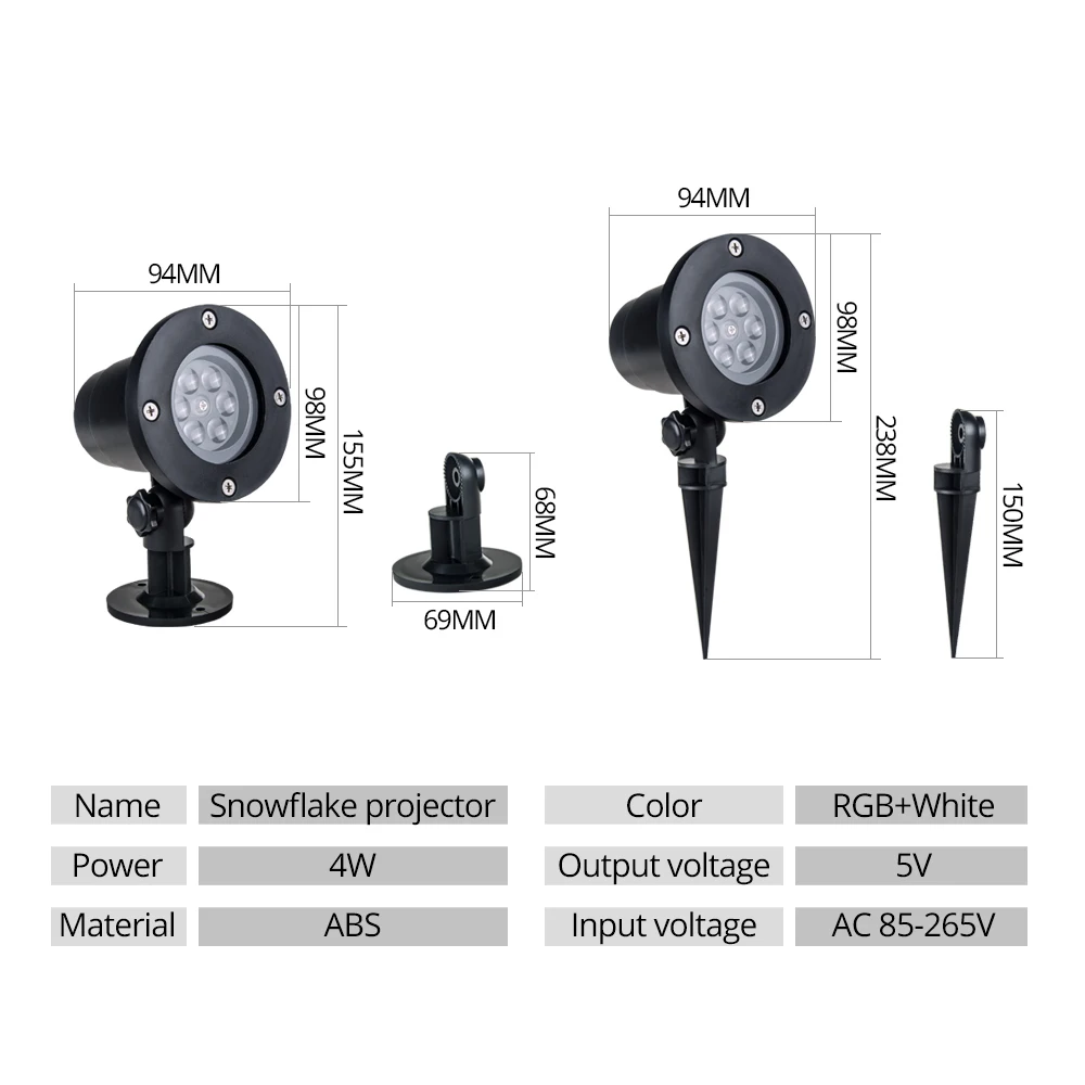 RGBW светодиодная Рождественская Снежинка лужайка лампа 4 вида цветов открытый