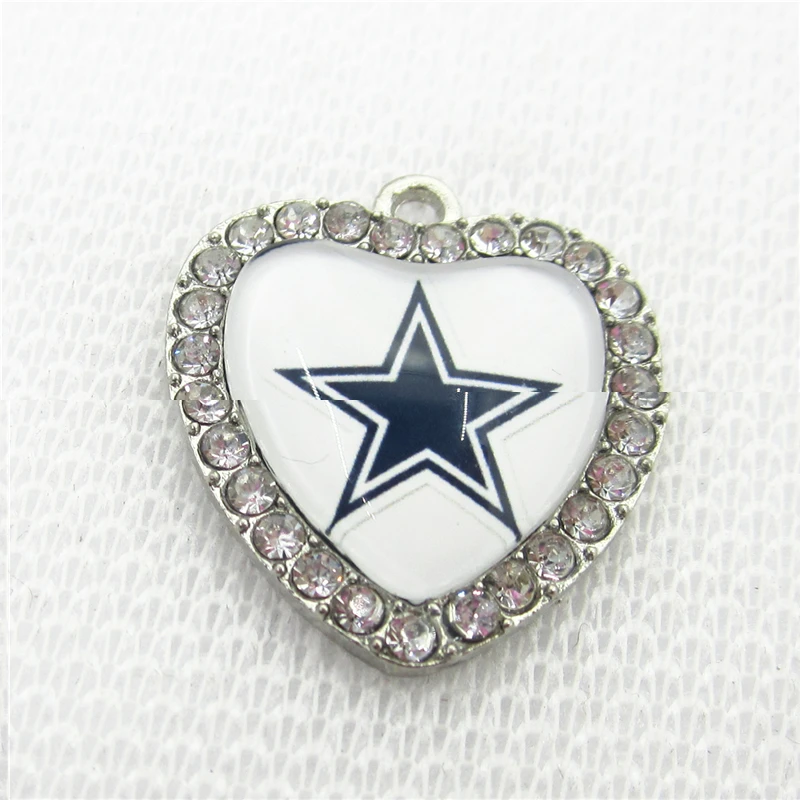 Шт. 10 шт. хрустальное сердце ковбои мотаться Шарм американский футбол спорт