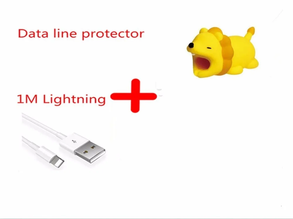 USB кабель для телефона для IPhone XS Max XR X 8 7 6 IPad Air 2 Мобильный телефон Быстрая зарядка с кабелем намотки милые животные укусы - Цвет: Rabbit