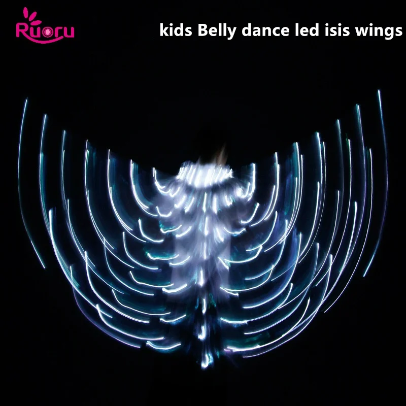 

Ruoru Child Kids Led Isis Wings with Adjustable Sticks Belly Dance Accessories Stage Performance Props Girls White Led Wings