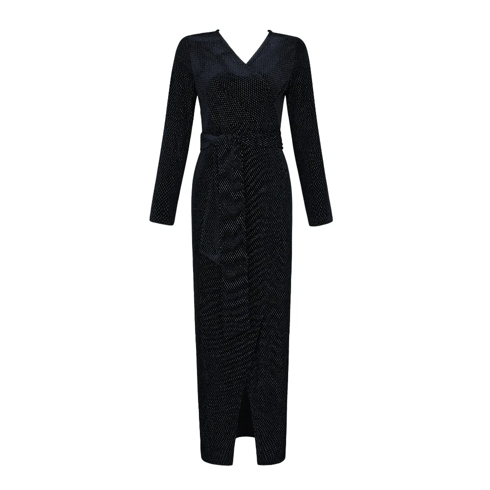 Spring 2019 Elegant Dress Sexy Celebrity Fashion Women Slit Night Club Full Body con Deep V Neck Party Dresses Wholesale | Женская