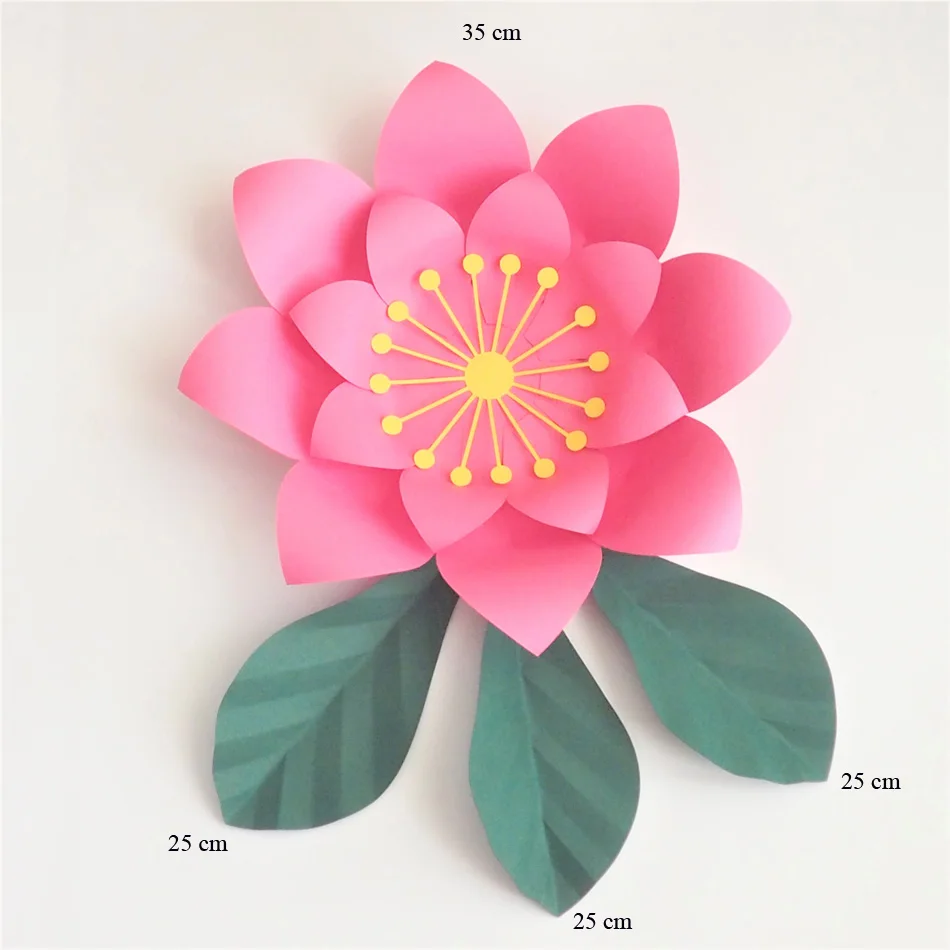 

Artificial Flowers 35CM + Leaves 25CM Fleurs Artificielles Backdrop DIY Giant Paper Flowers Wedding Party Decor Baby Shower