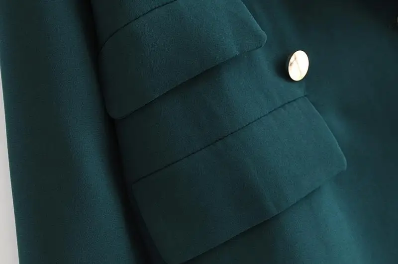 TMODA однотонный Винтажный Зеленый Блейзер Feminino Женская одежда с длинным рукавом прямое Свободное пальто с лацканами 2 однобортный пиджак с карманами
