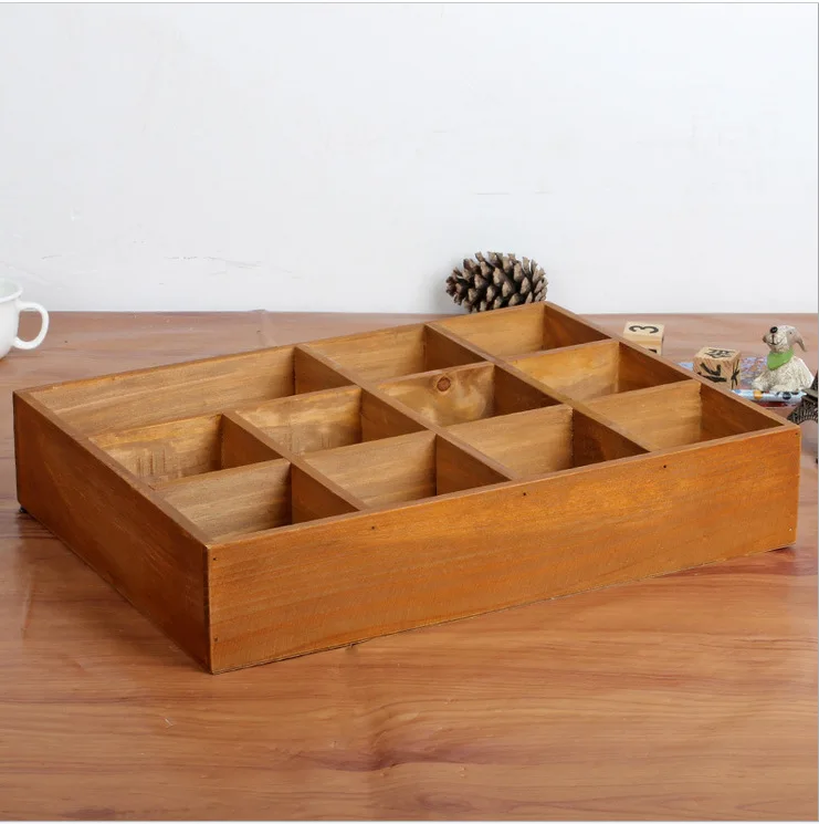 Домашний декор деревянный ящик для хранения с 11 клетками винтажная деревянная
