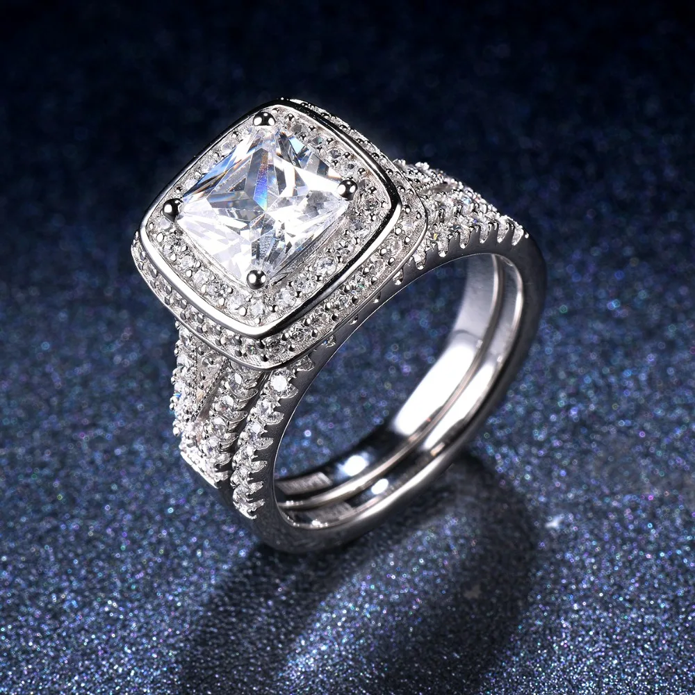 Бренд 2.5ct изысканное кольцо с искусственным бриллиантом набор из