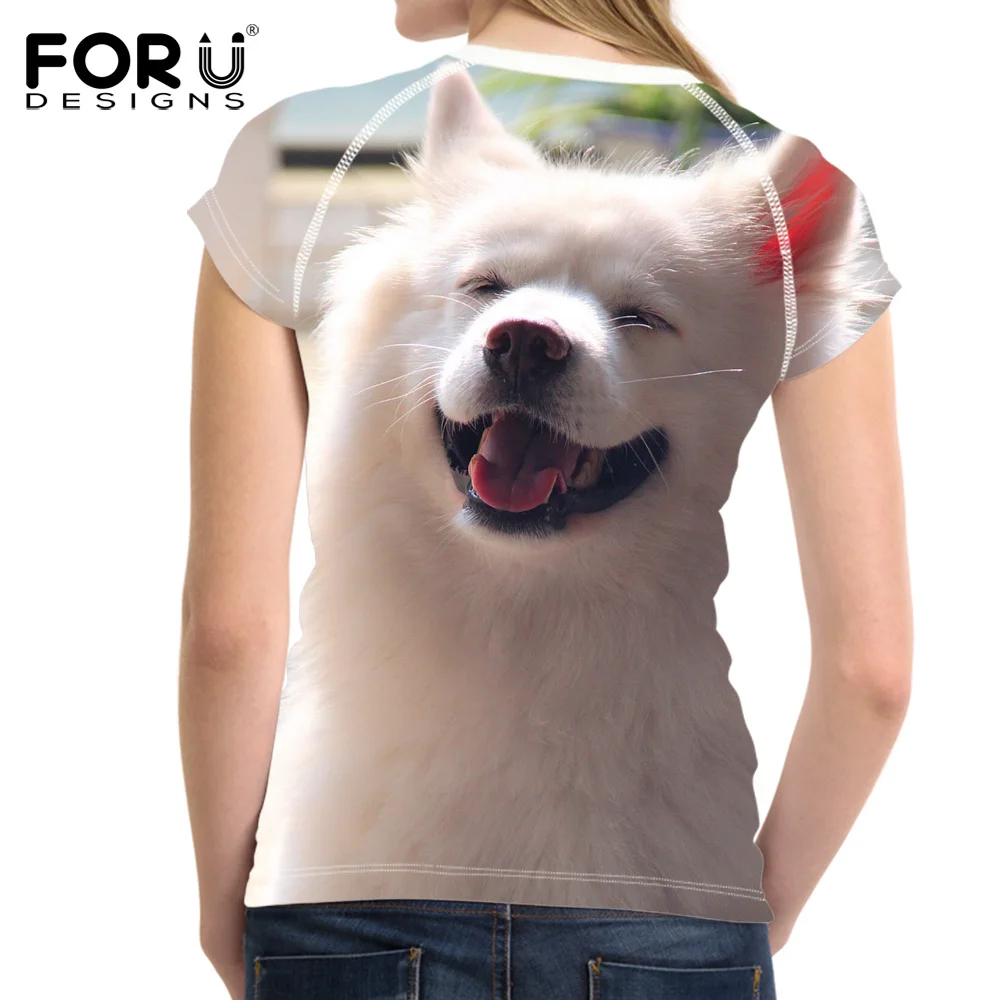 

FORUDESIGNS Samoyed 3D Printed Female Short Sleeve T-shirts Cute Dog Design Women T Shirt 2018 Summer Tops Tees Feminine Tshirts