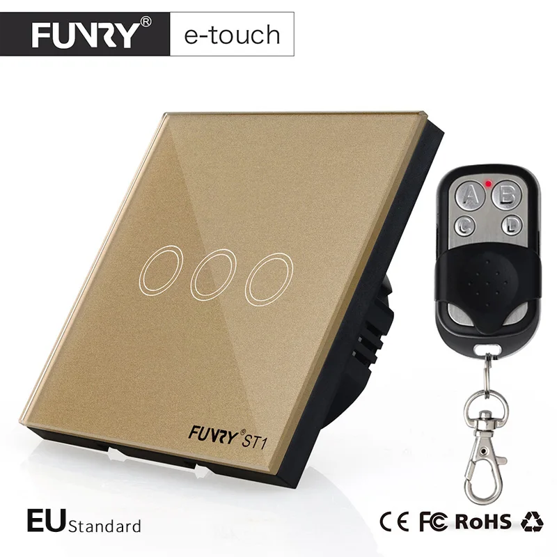 FUNRY ЕС Стандартный сенсорный переключатель 3 банды 1 способ Дистанционное