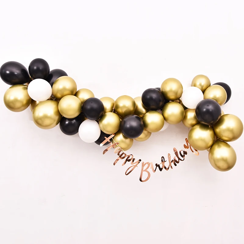 Набор воздушных шаров с цепочкой золотистые серебристые металлические шары