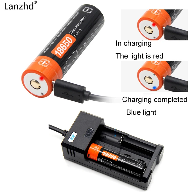Литий ионный аккумулятор 18650 3 7 в USB 2600 мАч|battery 18650|18650 batteryrechargeable battery |