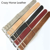 merjust black brown khaki gray red 18mm 20mm 22mm nato watch strap crazy horse leather watch band for zulu seiko dw wristband