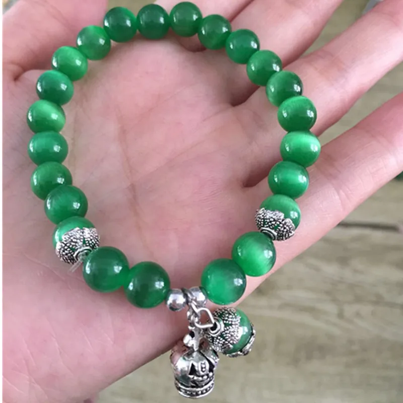 green Модные натуральные опаловые бусины, браслеты с кристаллами, Модный женский браслет, винтажные браслеты из нержавеющей стали, модный подарок для девушек - Окраска металла: green