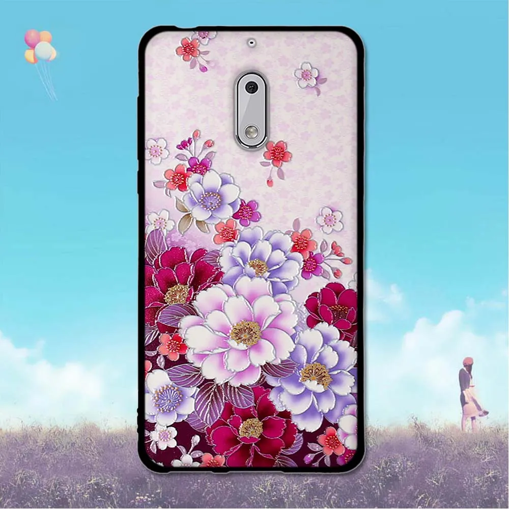 Чехол для Nokia 6 задняя крышка Nokia6 5 дюйма цветочный рисунок телефона TA-1021 TA-1033
