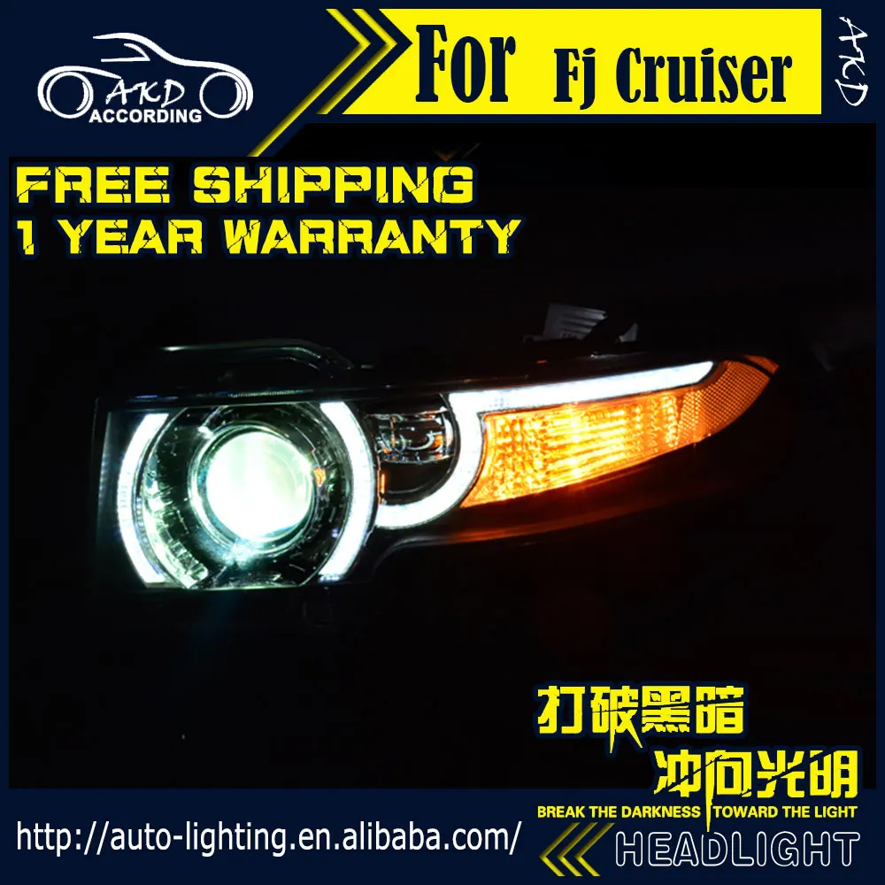 AKD автостайлинг фары для Toyota Fj Cruiser FJ150 светодиодный ные DRL H7 D2H Hid опция ангельский