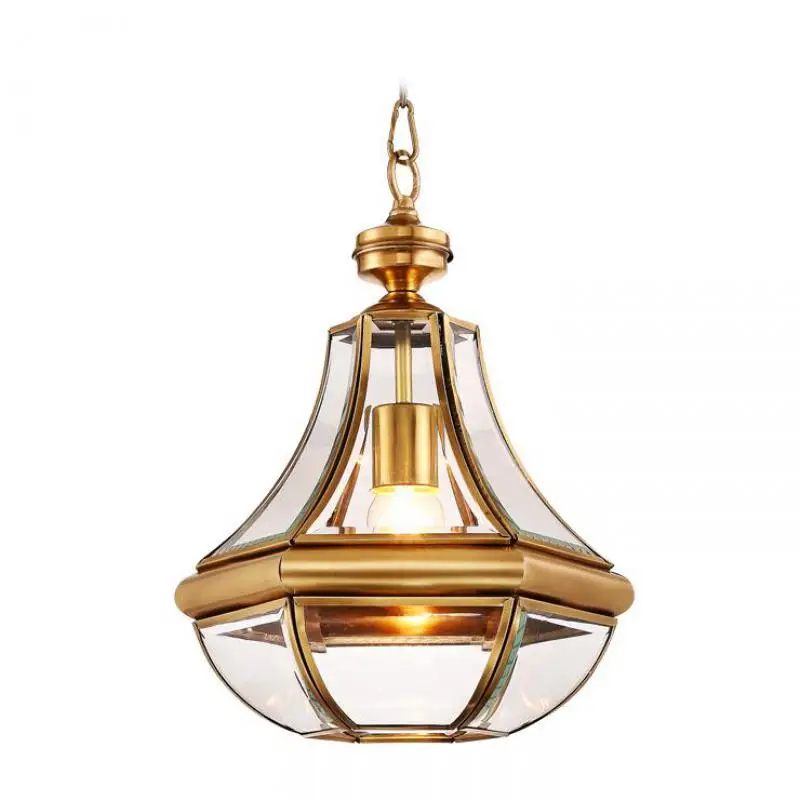 Миниатюрный античный медный светильник для кухни с подвесом на входе, проходной зоне, светильник на балконе с стеклянной плафоном.