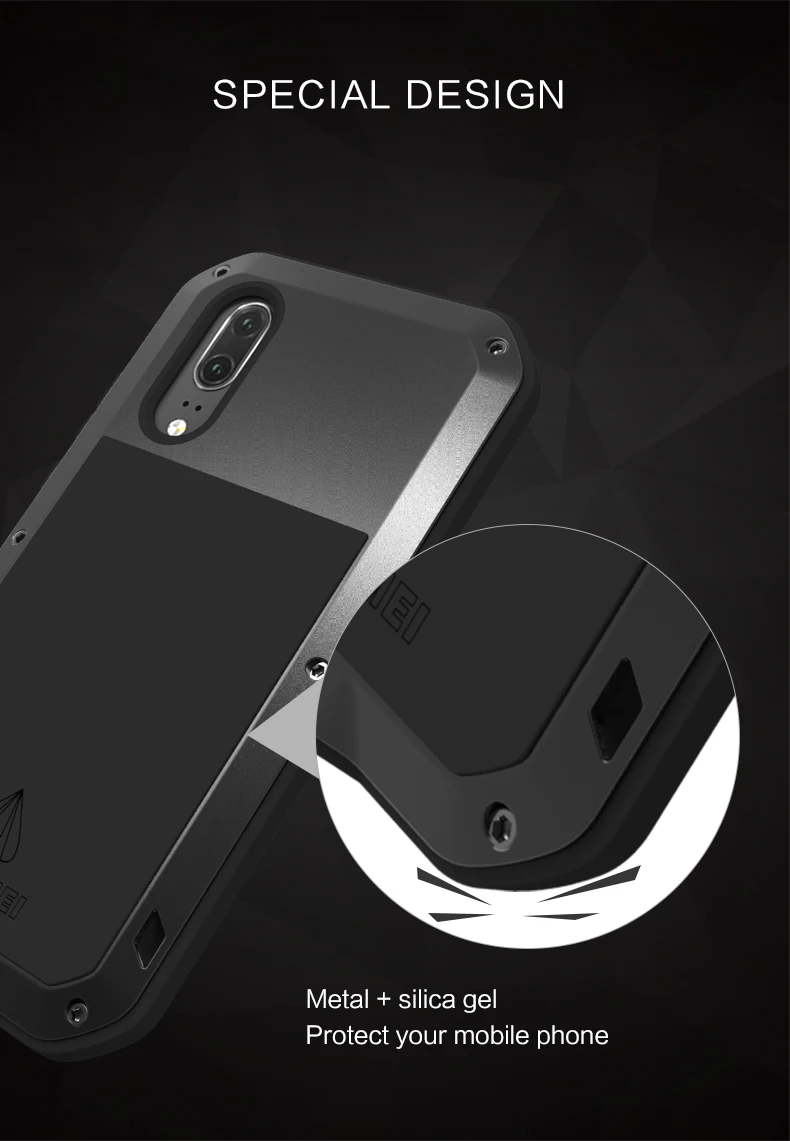 Для HUAWEI P20 Pro Чехол Любовь Мэй Шок Грязь доказательство, водонепроницаемость Металл броня крышка телефона чехол для HUAWEI P20