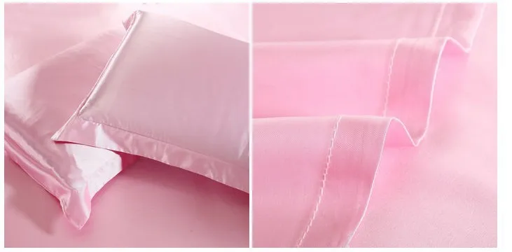 7 шт. розовый Шелковый сатин комплекты постельного белья California king queen size