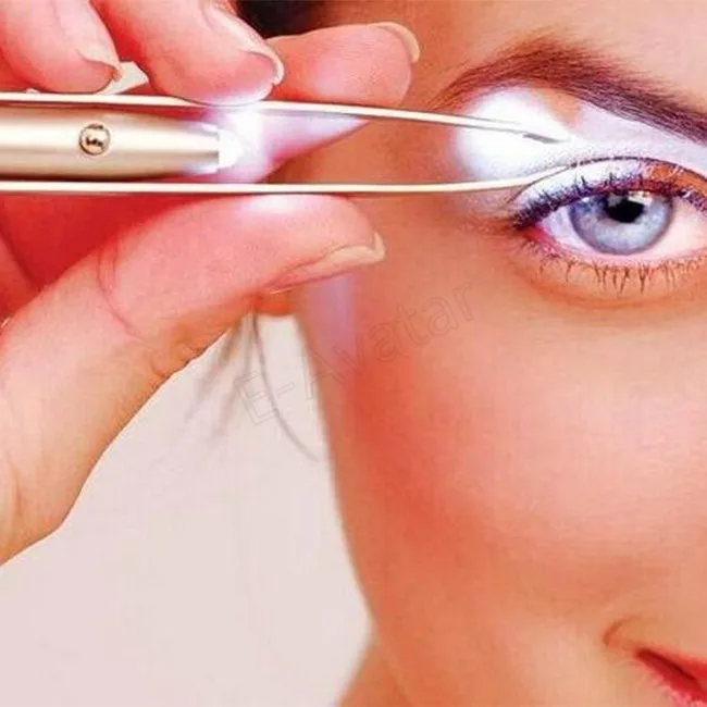 Макияж инструмент светодиодный свет ресниц pinzas cejas выщипывание бровей Пинцет из
