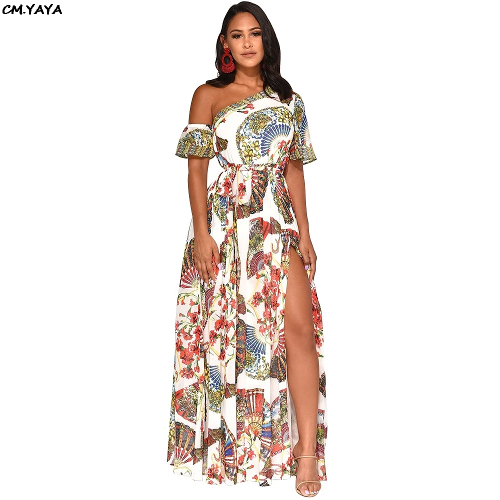 Женское винтажное вечернее платье макси длинное с коротким рукавом косым