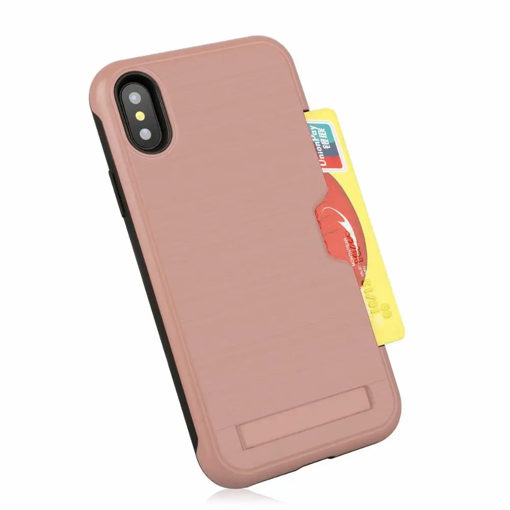 Чехол для iPhone X XR XS MAX слот кредитных карт чехлы бумажников PC + TPU KickstandCover 8 Plus 7 6 S