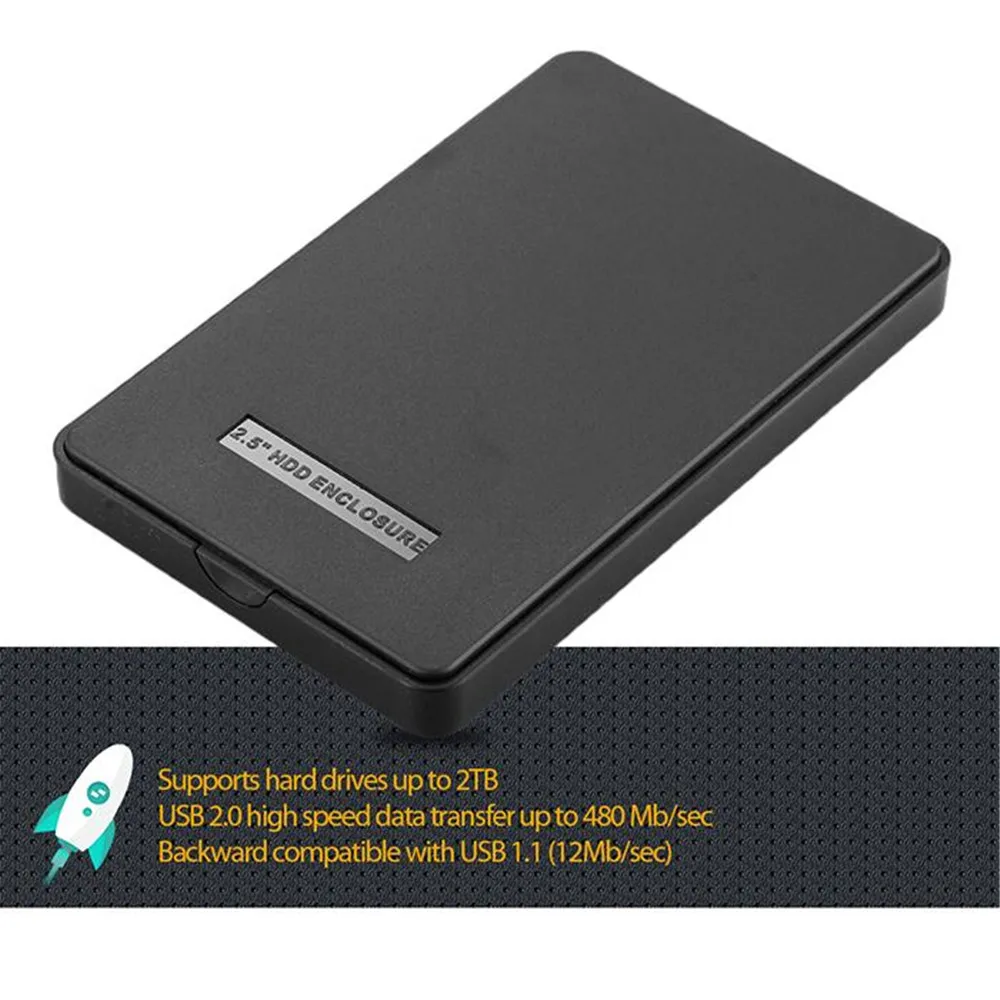 MEMTEQ HDD Enclosure 2.5 inch USB 2.0 2TB SATA Hard Disk Drive External Case Box for Laptop PC Notebook Black | Компьютеры и офис