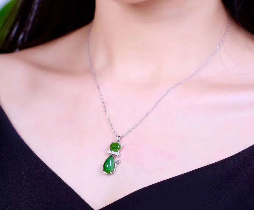 boutique jewelry Natural xinjiang hetian 925 silver wholesale lovly cat pendent | Украшения и аксессуары