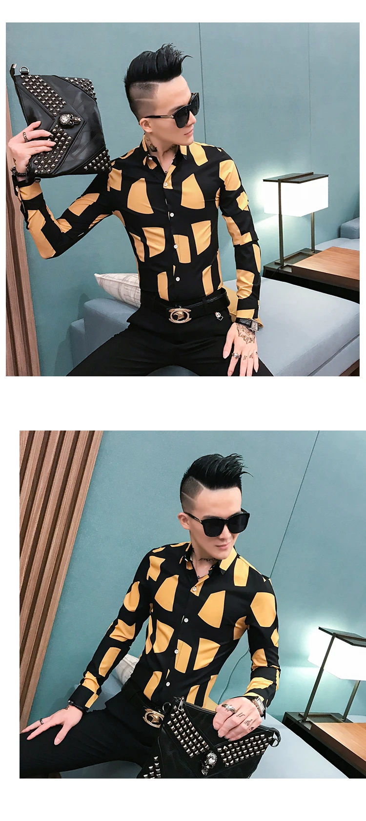 Chemise Homme, фирменная Новинка, мужские рубашки с длинным рукавом, с индивидуальным принтом, приталенная рубашка, мужская рубашка, повседневная, для ночного клуба, Social, смокинг, мужской