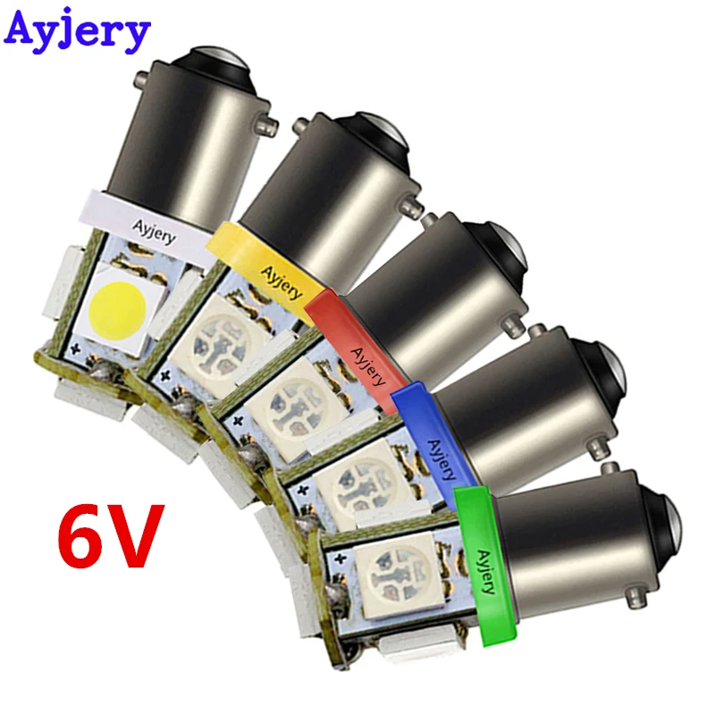 Автомобильные светодиодные лампы AYJERY 6 в 3 супер яркие 10 шт. BA9S 5050 5 SMD внутренние