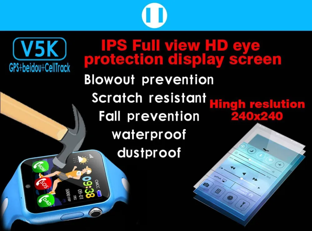 Дети gps трекер часы V5K водонепроницаемые умные часы HD камера SOS вызова расположение устройства отслеживания мониторы детский подарок V5K