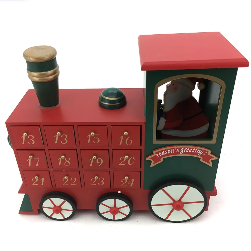 Рождественский деревянный календарь грузовик с 24 ящиками в традиционном стиле