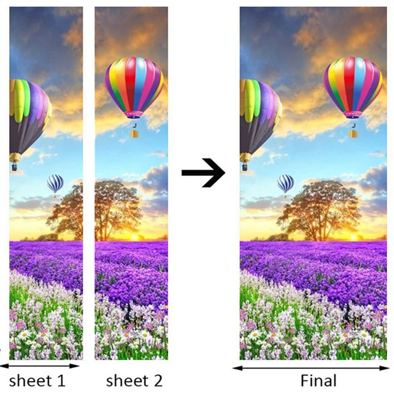 Romantic Hot Air Balloon Flower Sea Wall Door Sticker Living Room Bedroom Home Decor Paste PVC Self-Adhesive Wallpaper 3D Murals | Дом и сад