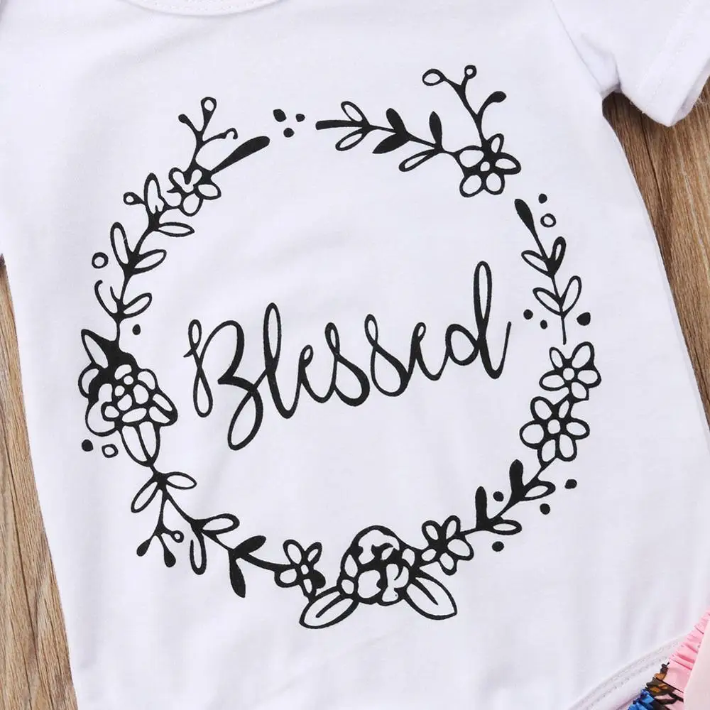 Летняя одежда для новорожденных маленьких девочек Blessed наряды короткий рукав с