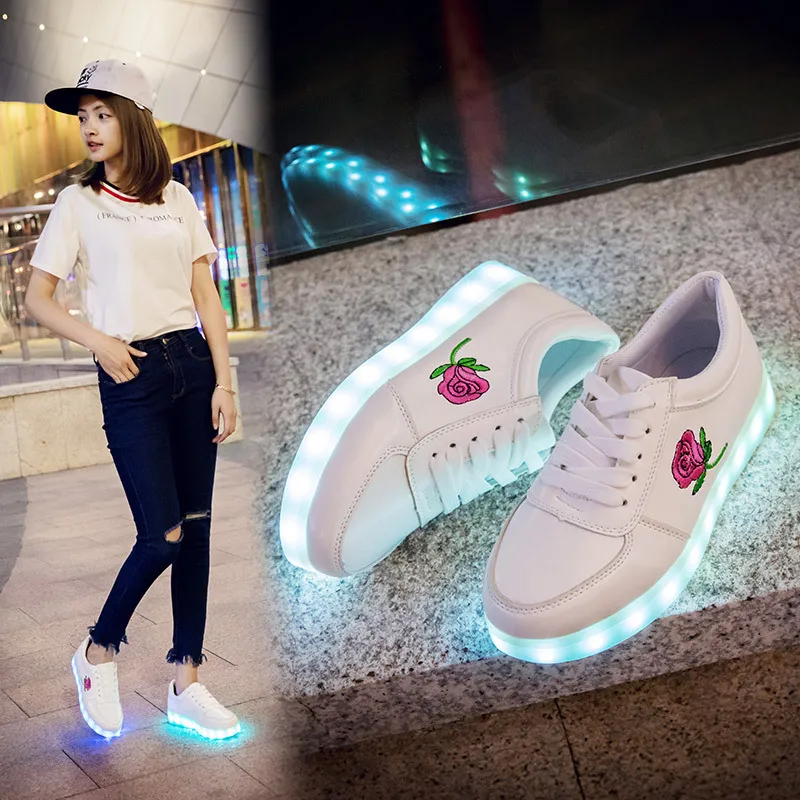 2018 USB Зарядка светодиодная светящаяся Цветочная обувь для мальчиков и девочек