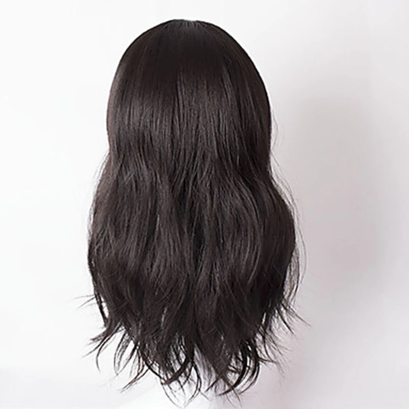 HAIRJOY синтетический парик для женщин натуральные волнистые волосы полная челка натуральный черный парик средней длины ежедневное платье