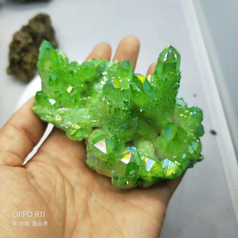 Кристаллический кластер натуральный гальванический Зеленый Ангел Аура