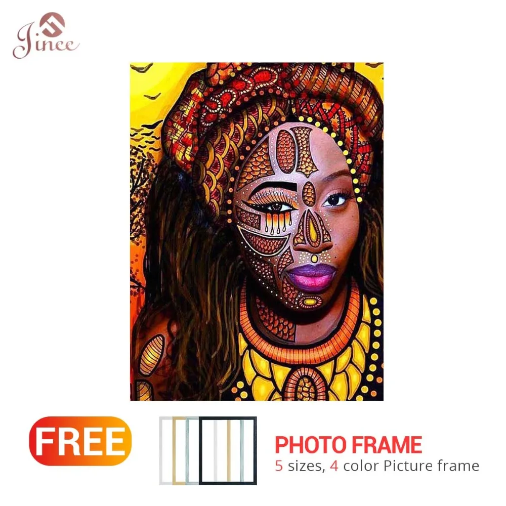 

Africa woman Diamond Painting picture of Rhinestone Needlework Full Square Drill Diamond Embroidery people Decoration Home
