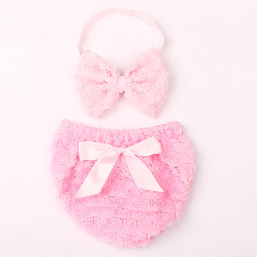 Детские кружевные трусы и повязка на голову с рюшами для девочек комплект