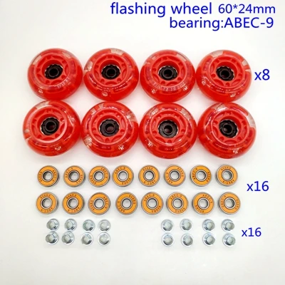 wheel n bearing Роликовые колеса, детские роликовые колеса, мигающие колеса, 60*24 мм, 8 шт./лот - Цвет: wheel n bearing