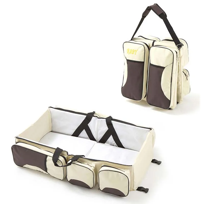 Многофункциональная переносная дорожная кроватка-колыбель для новорожденных, пеленальные подгузники для мам, сумка для новорожденных, детская кроватка - Цвет: Светло-желтый