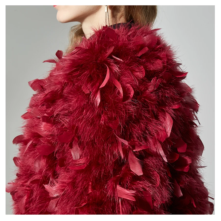 

ostrich feather coat turkey feather short female girl autumn winter petal sleeve fur coat ostrich jacket