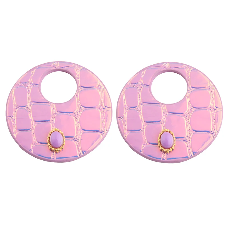 Женские серьги из кожи NeeFu WoFu большие с круглым камнем аксессуары для