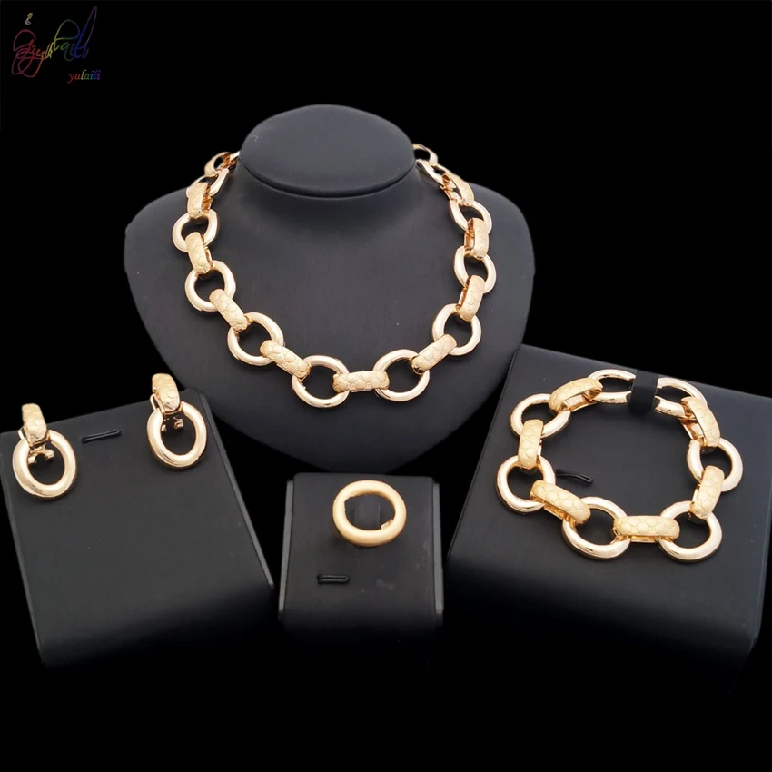 Yulaili Logo Brand Fashion Stainless Steel Chain Necklace Bracelet Earring Brass Jewelry Set Offline Orders Payment Link|brand jewelry sets|fashion