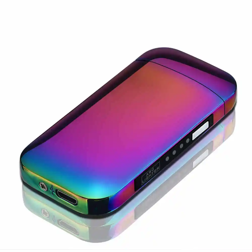 color blue 1 шт. USB перезаряжаемая ветрозащитная беспламенная Зажигалка светодиодный переключатель двойной дуги электрические зажигалки металлическая зажигалка для курения сигарет - Цвет: color blue