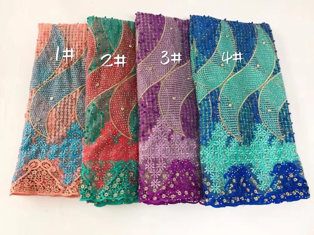 With stone African High Quality gold Line Net Swiss Lace French Voile Guipure tulle mesh Fabric For dress 5yd/lot YL82001 | Дом и сад