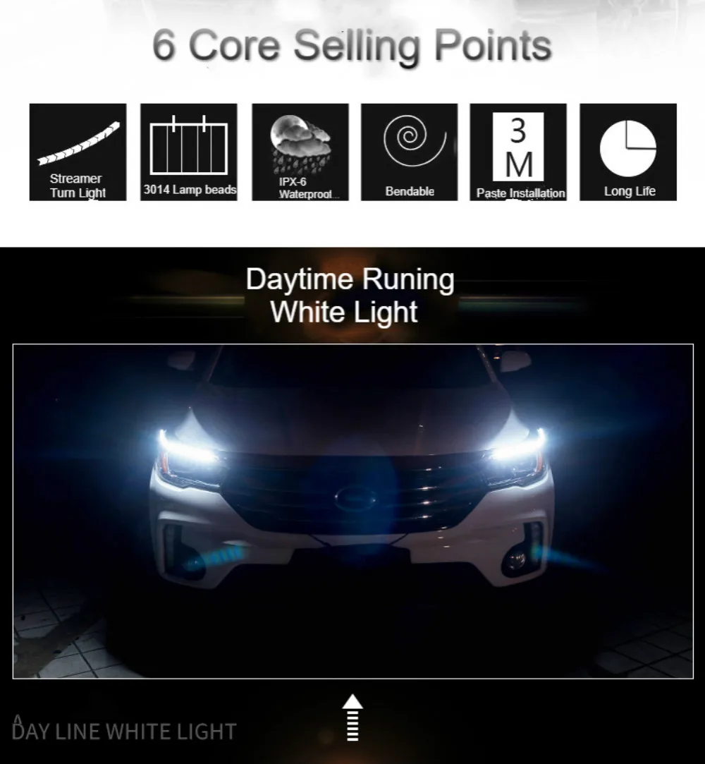 Новейшие дневные ходовые огни 2 шт LED высокая яркость Кристальный слеза дизайн 37-49