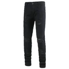 Мужские рваные байкерские джинсы Sokotoo, черные зауженные прямые Стрейчевые брюки для езды на мотоцикле, большие размеры