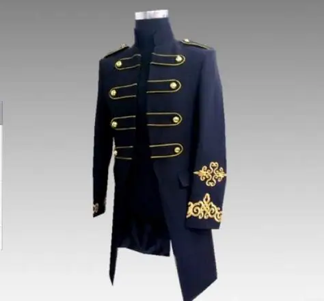 

Gothic Men's Stand Collar Single Breasted Long Sleeve Jacket Formal Metal Men's Party Jacket