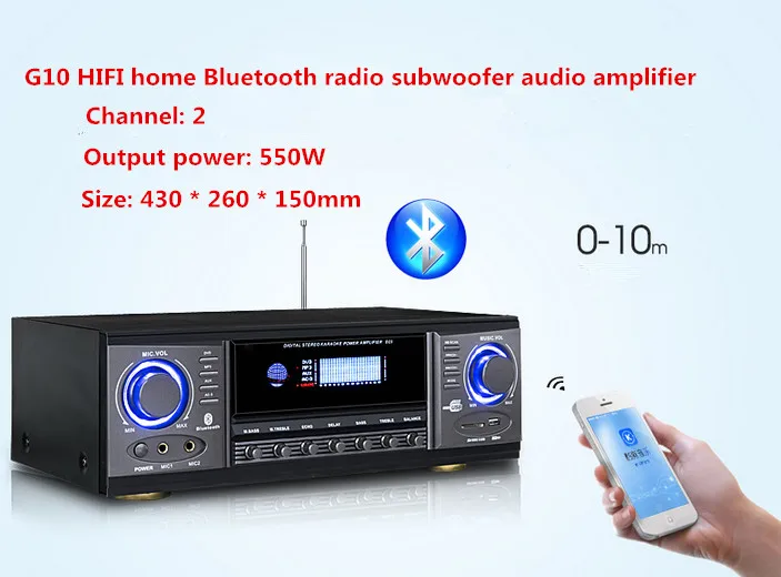 Домашняя Колонка G10 550 Вт 2 канала HIFI Bluetooth радио сабвуфер усилитель светодиодный