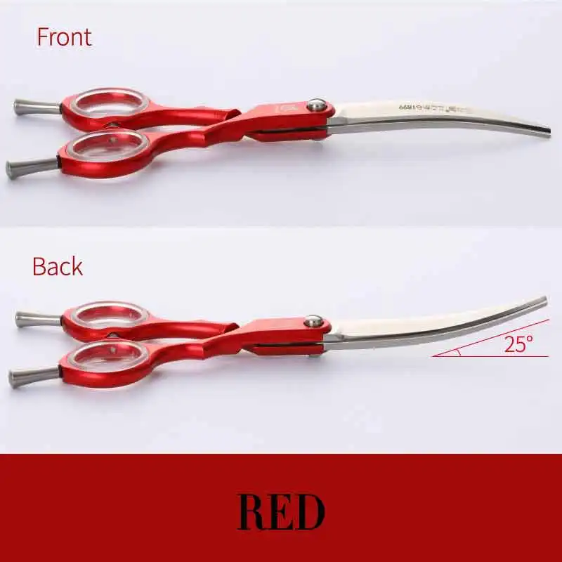 Fenice Professional Pets Grooming Scissors 6.0 inch Aluminum Handle Dog/Cat Hair Cutting Curved Shear - Цвет: Red