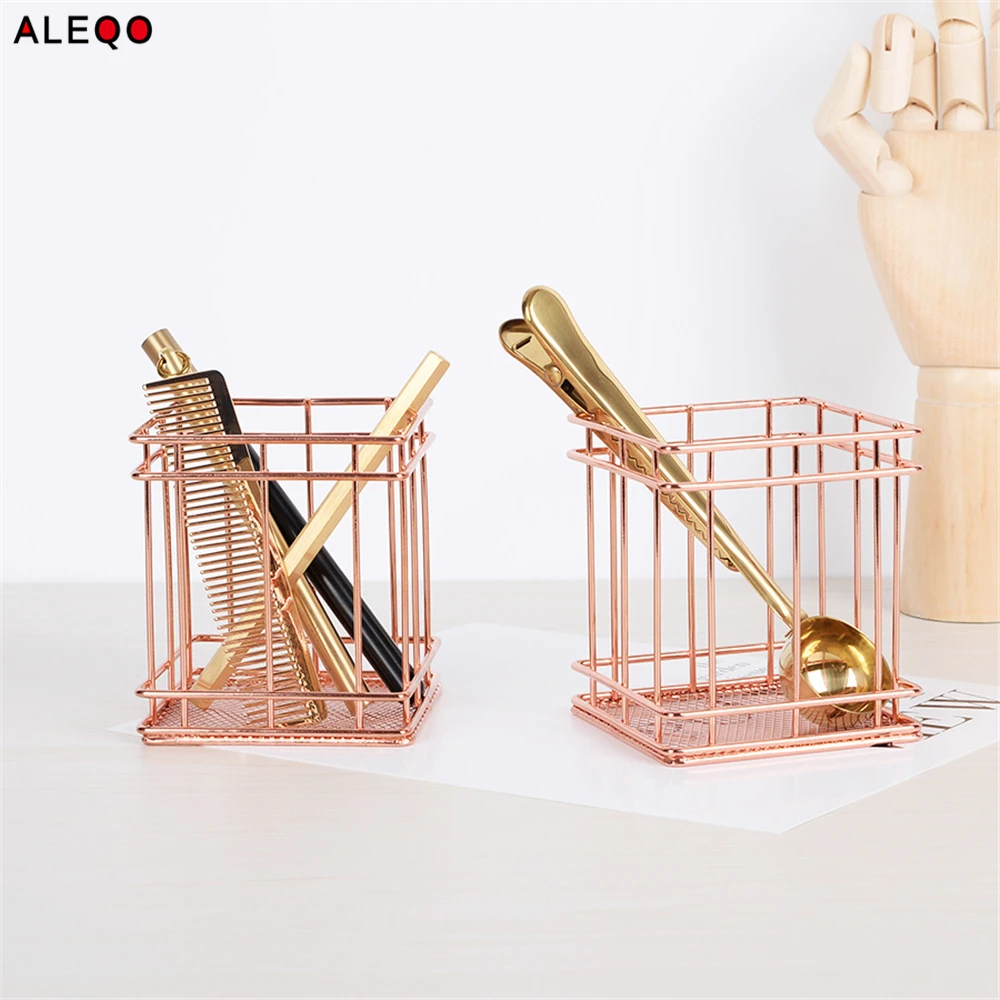 Скандинавские розовые золотые металлические корзины для хранения шикарные